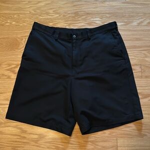 Haggar men’s elastic comfort waist black dress shorts